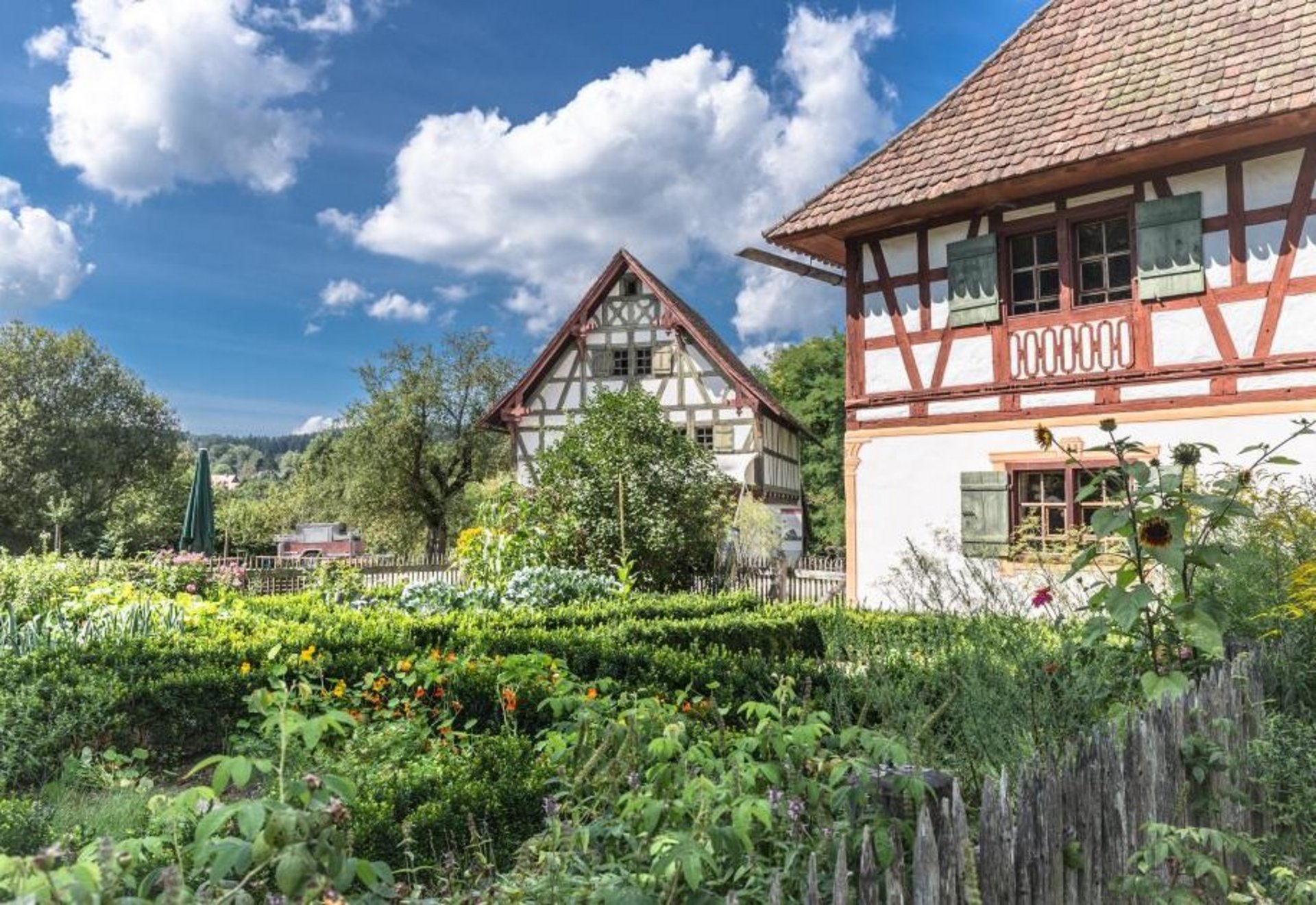 Blick auf das Bauernhaus Museum in Wolfegg