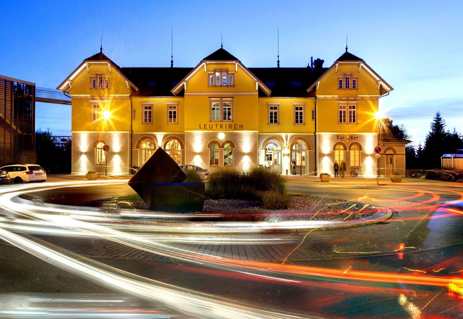 Bahnhof Leutkirch bei Nacht 